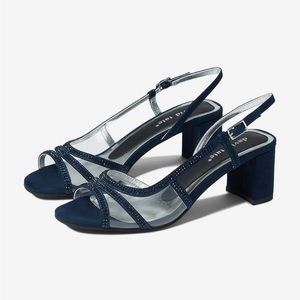 EUC David Tate Wylie Slingback Sandals, Women's Size 8W, Navy Blue